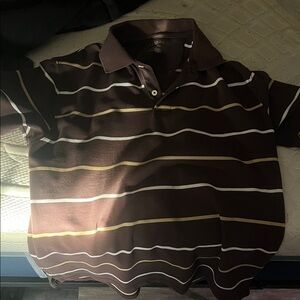 St. John's Bay Brown Striped Polo Shirt